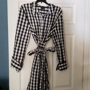 Gingham Print Wrap Dress